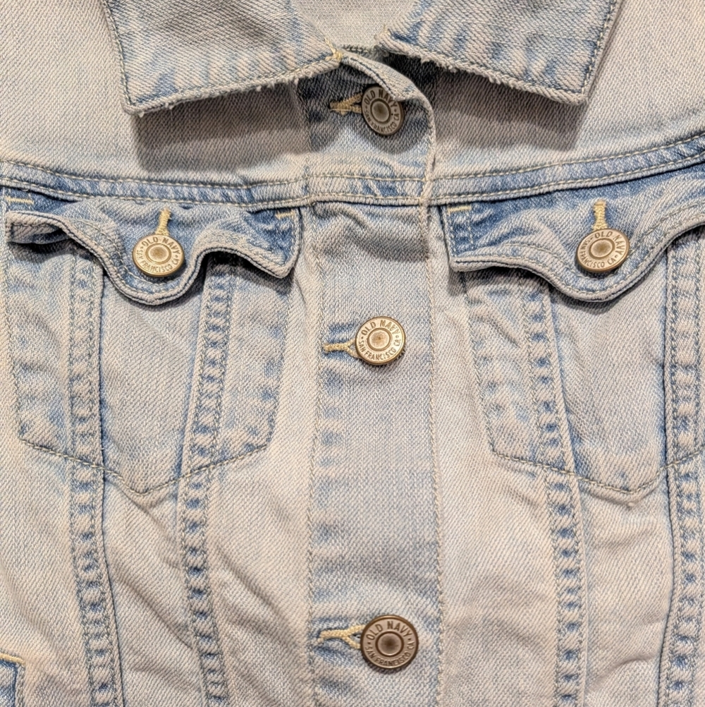 Old Navy Light Wash Denim Vest Women Medium Sleeveless Jean Jacket - Picture 6 of 11